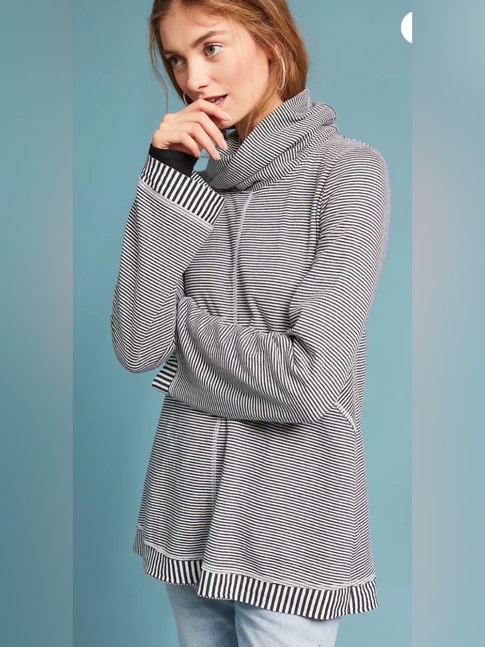 Anthropologie Maeve Women’s Tal Striped Cowl Neck Tunic Size Large